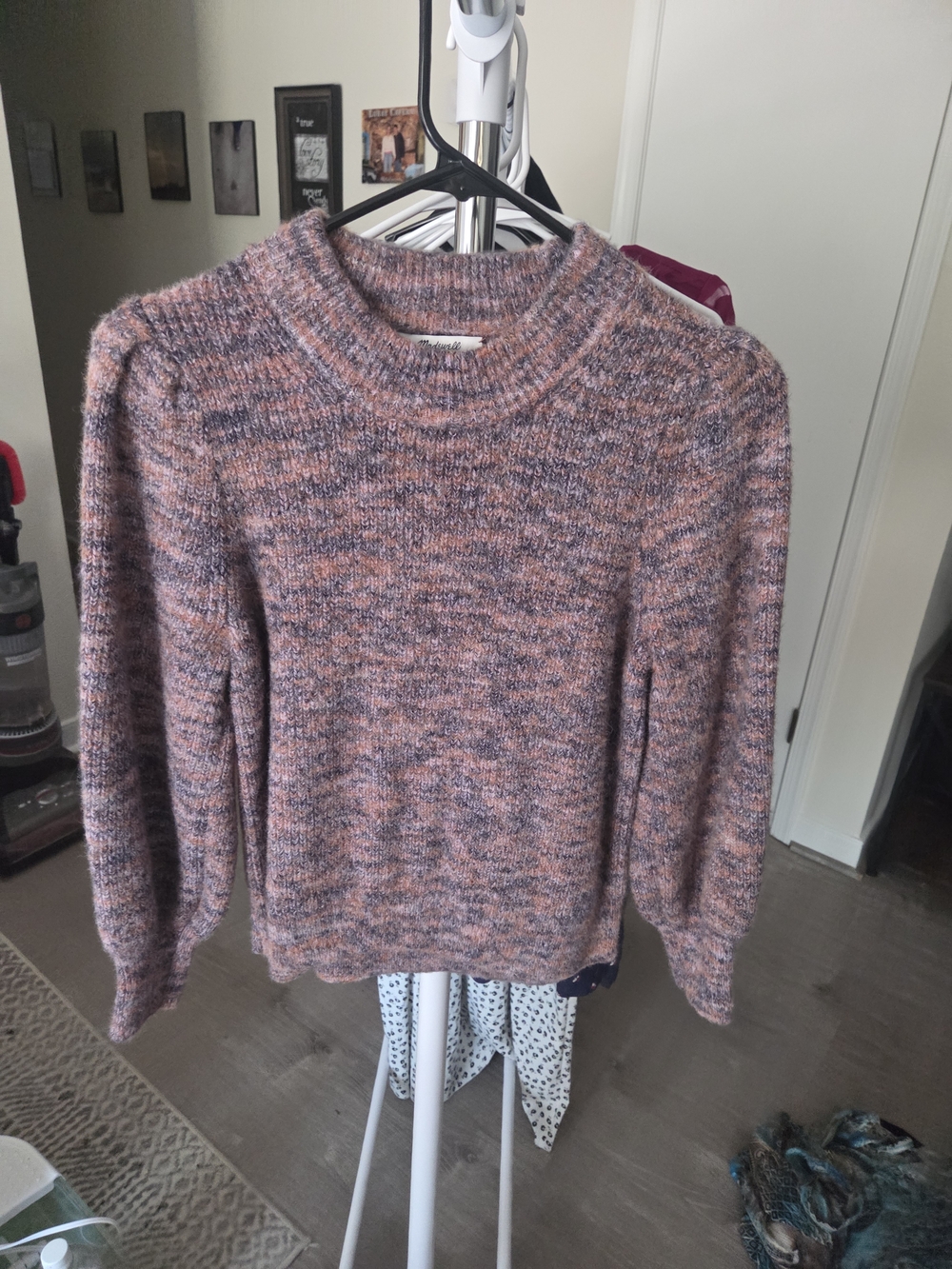🛍Madewell Marled Pink and Gray Crewneck Sweater